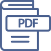 Icon of a PDF file with a blue outline on a white background